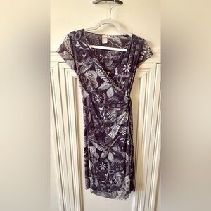 🔵 SWEET PEA BY STACY FRATI NAVY BLUE FLORAL PRINT FAUX WRAP DRESS - SIZE MED 🔵